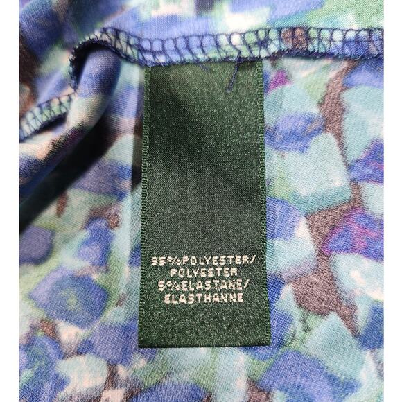 Lauren Ralph Lauren Midi A-Line Blue Abstract Print Dress 10 Whimsygoth Preppy - Picture 8 of 9